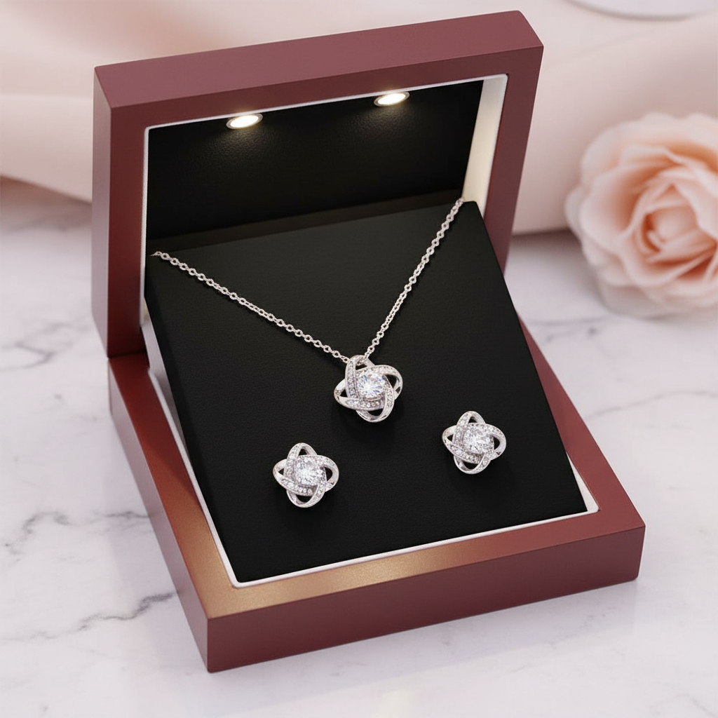 Not Easily Broken Love Knot Necklace & Earring Set | Faith-Inspired Jewelry Gift