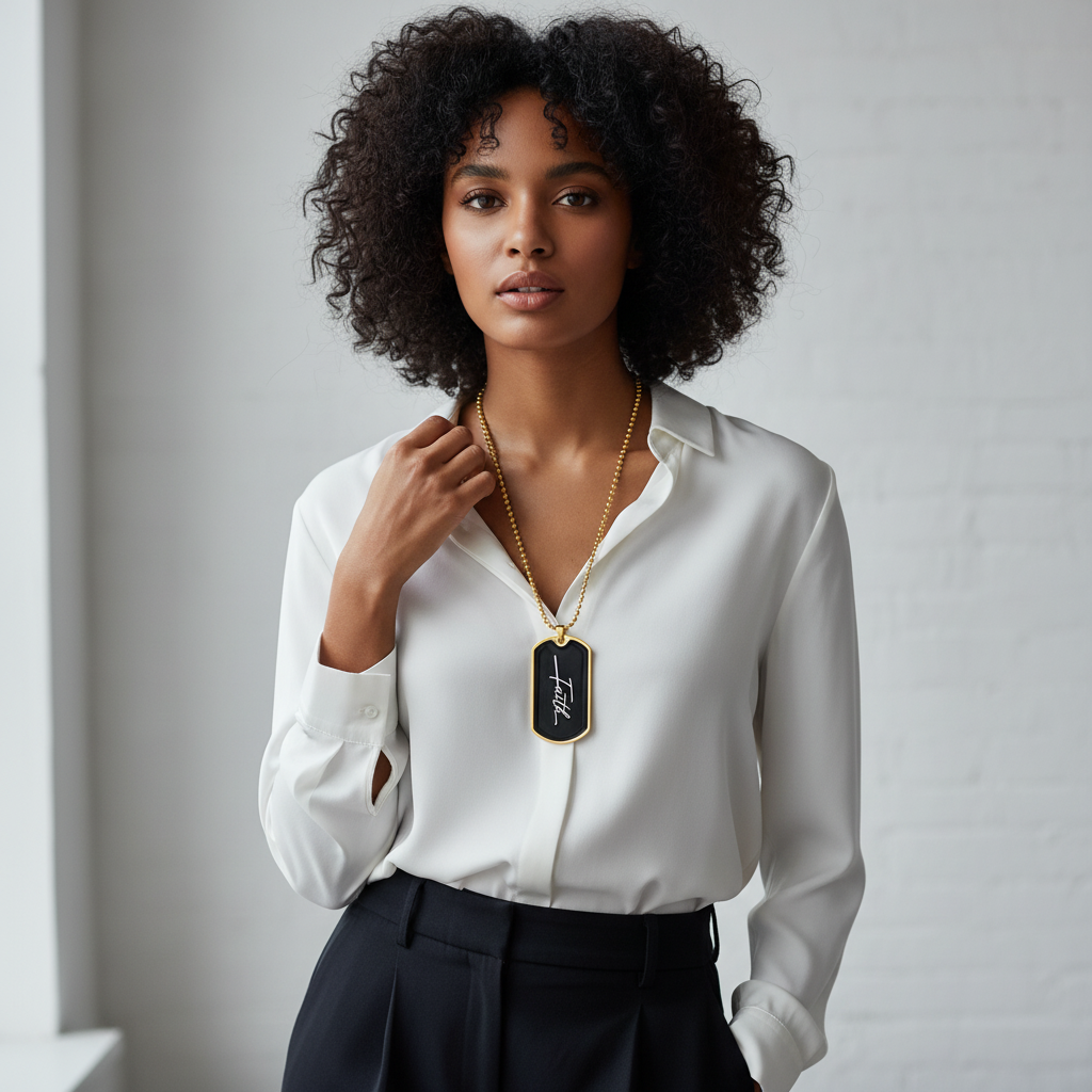 Faith Dog Tag Necklace | Personalized Christian Gift Unisex USA