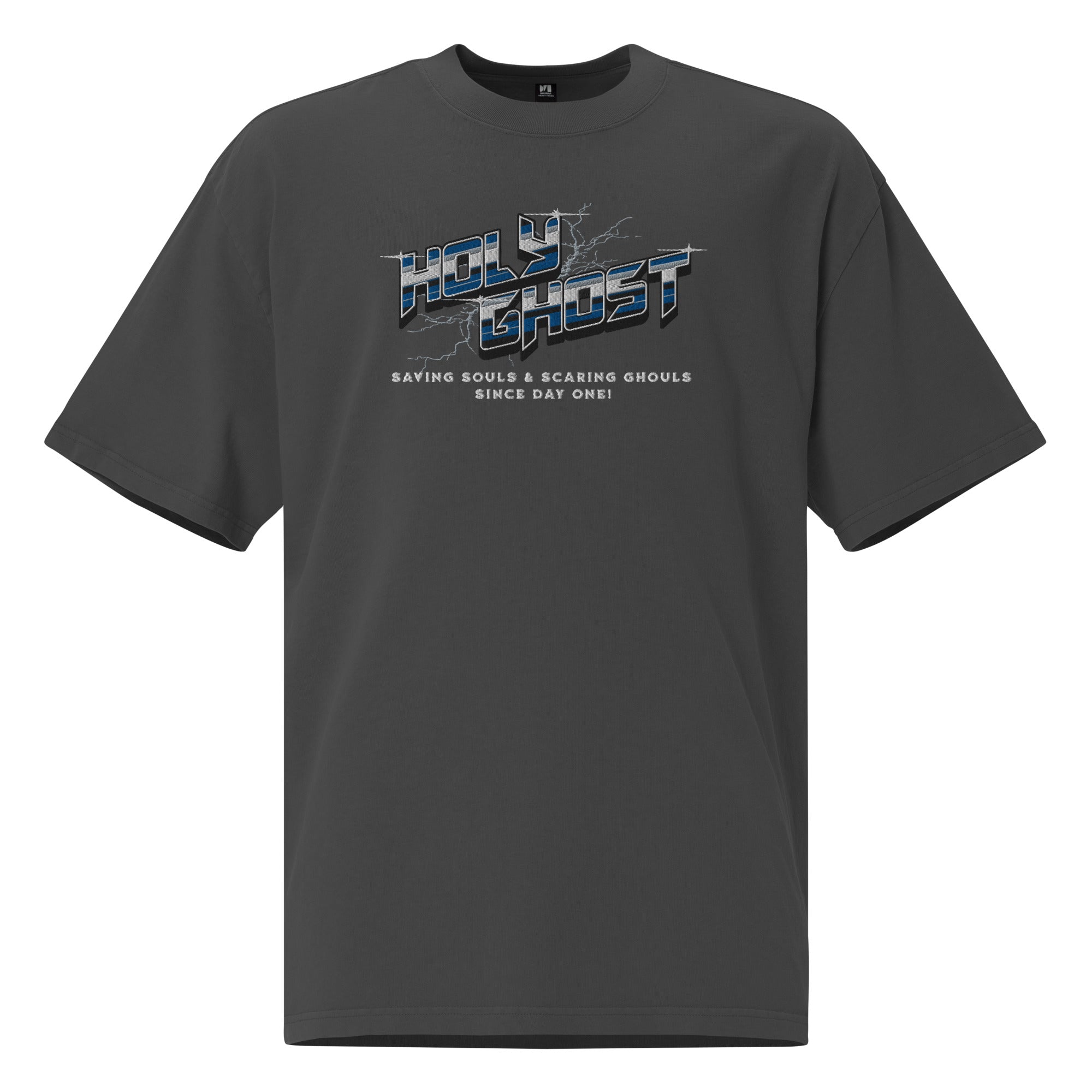Holy Ghost Saving Souls Embroidered Oversized Faded T-Shirt
