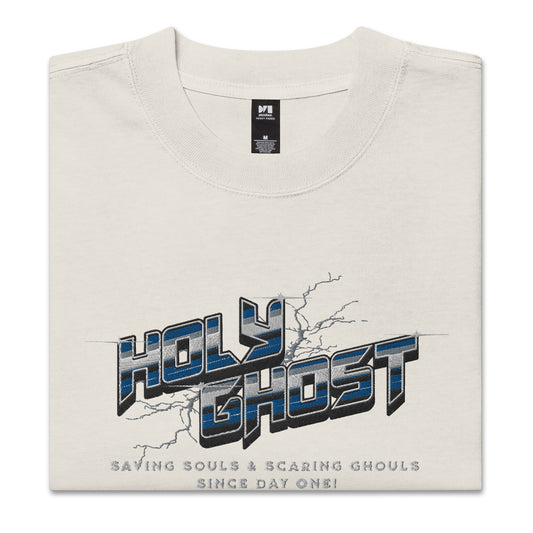 Holy Ghost Saving Souls Embroidered Oversized Faded T-Shirt