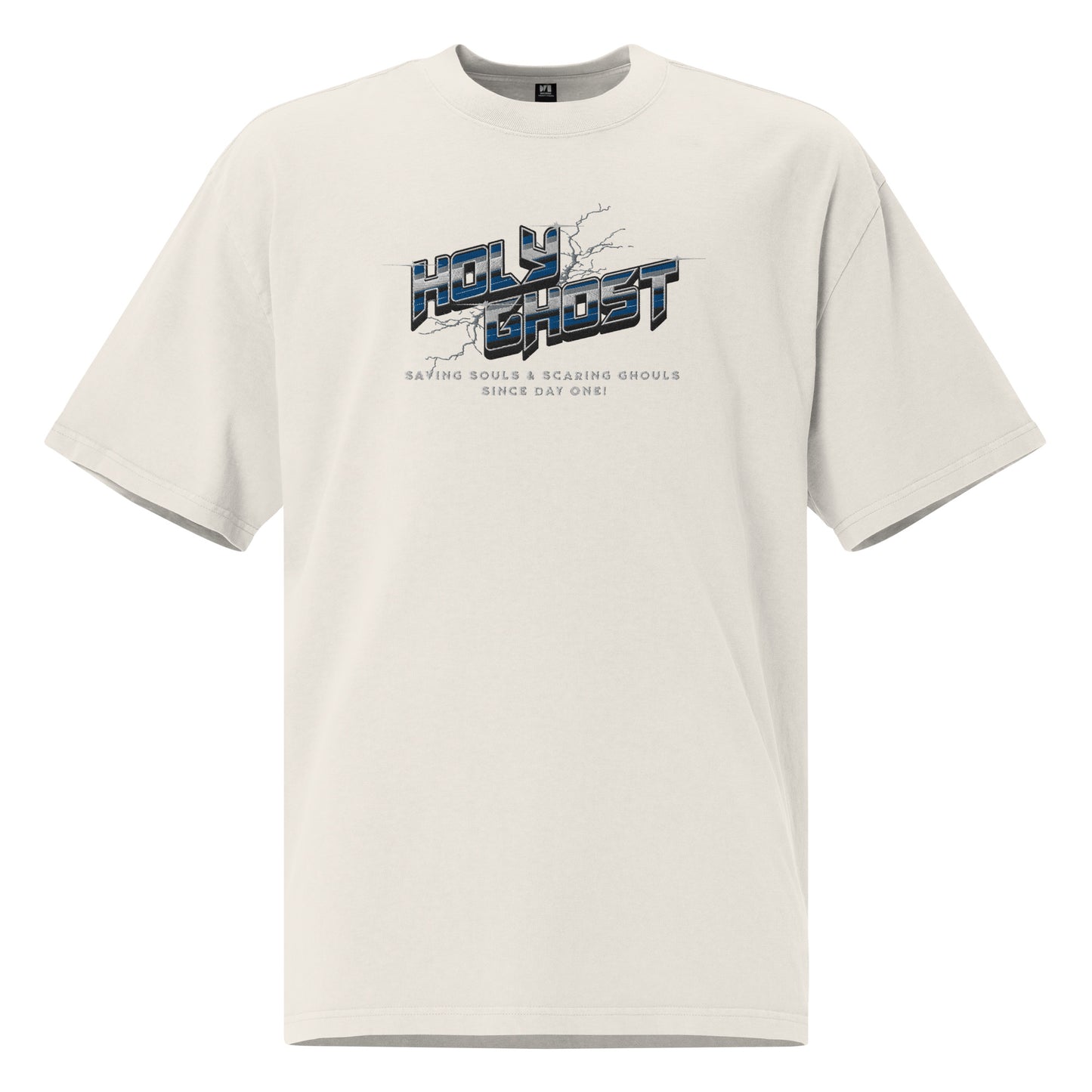 Holy Ghost Saving Souls Embroidered Oversized Faded T-Shirt