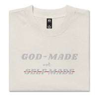 God-Made, Not Self Made Embroidered Oversized Faded T-Shirt