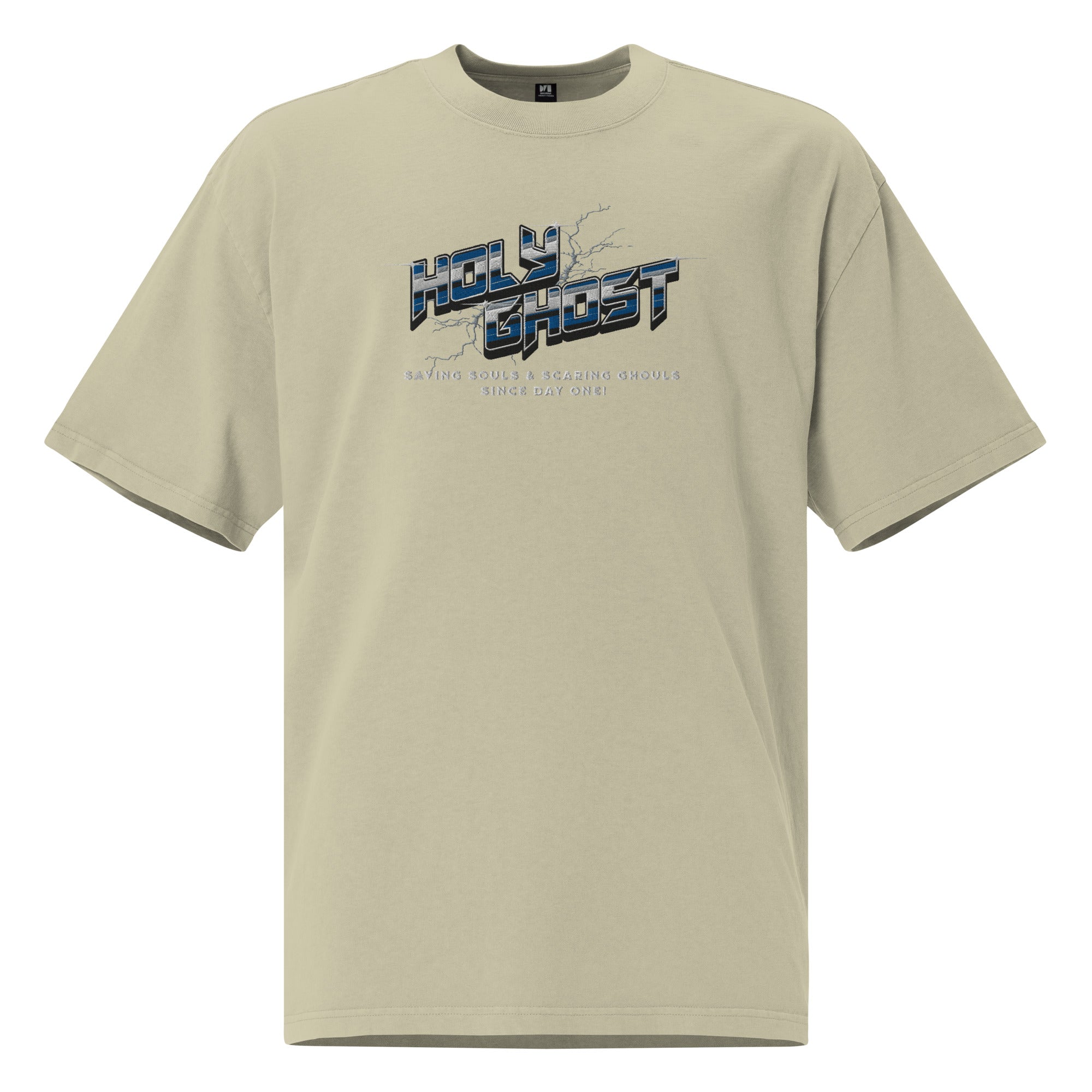 Holy Ghost Saving Souls Embroidered Oversized Faded T-Shirt