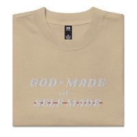 God-Made, Not Self Made Embroidered Oversized Faded T-Shirt