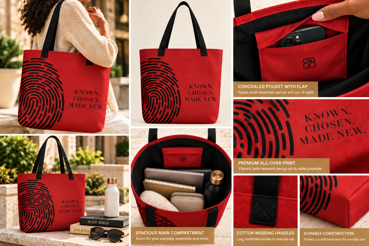 BELIEVER IDENTITY | Large Tote Bag — Deep Red