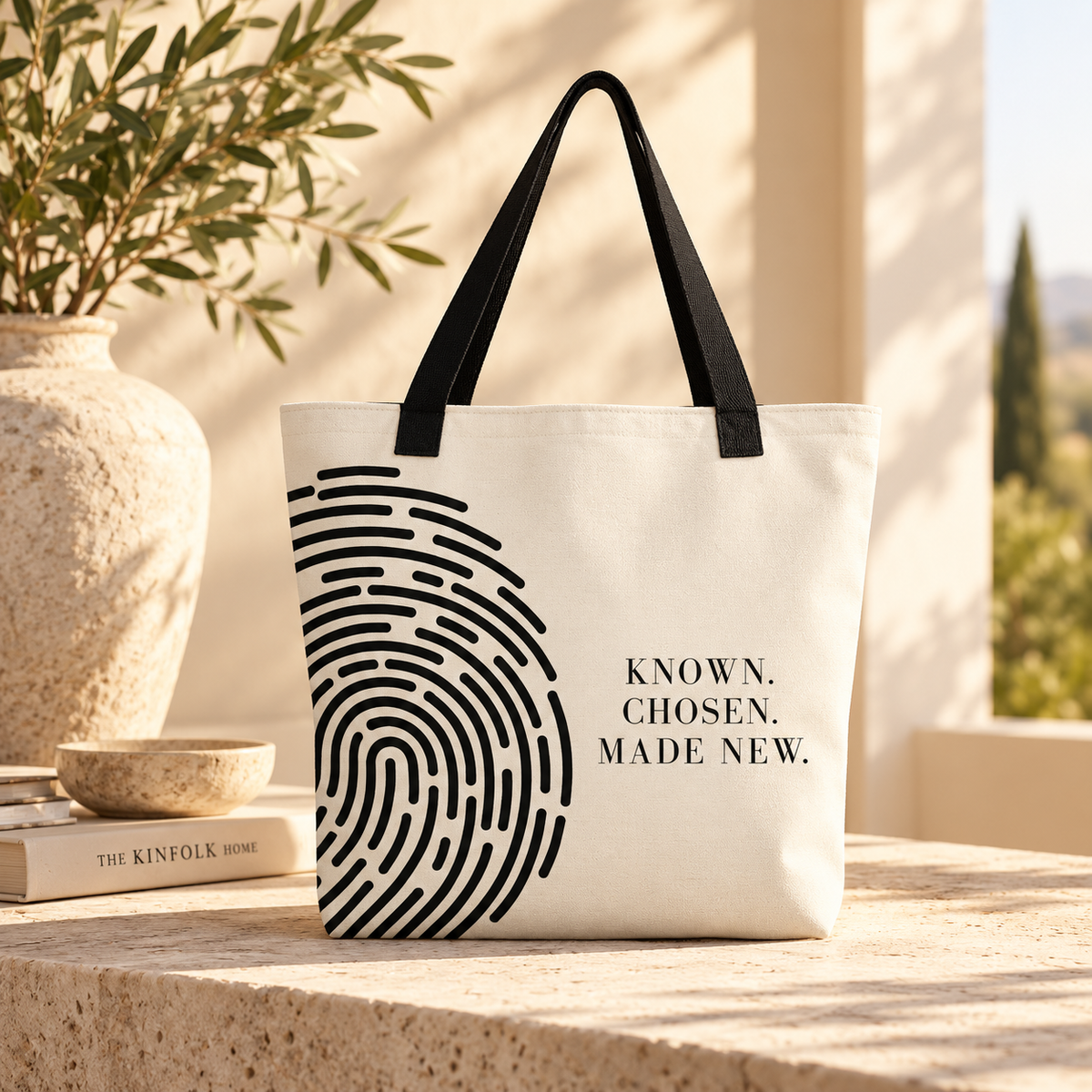 BELIEVER IDENTITY | Large Tote Bag — Warm Ivory